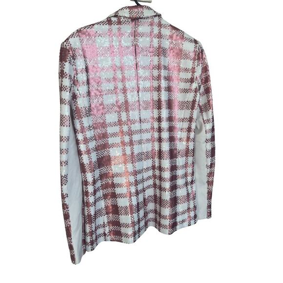 Dress‎ The Population Jackson Pink White Sequin Plaid Blazer Size M $375 Retail - Picture 3 of 6